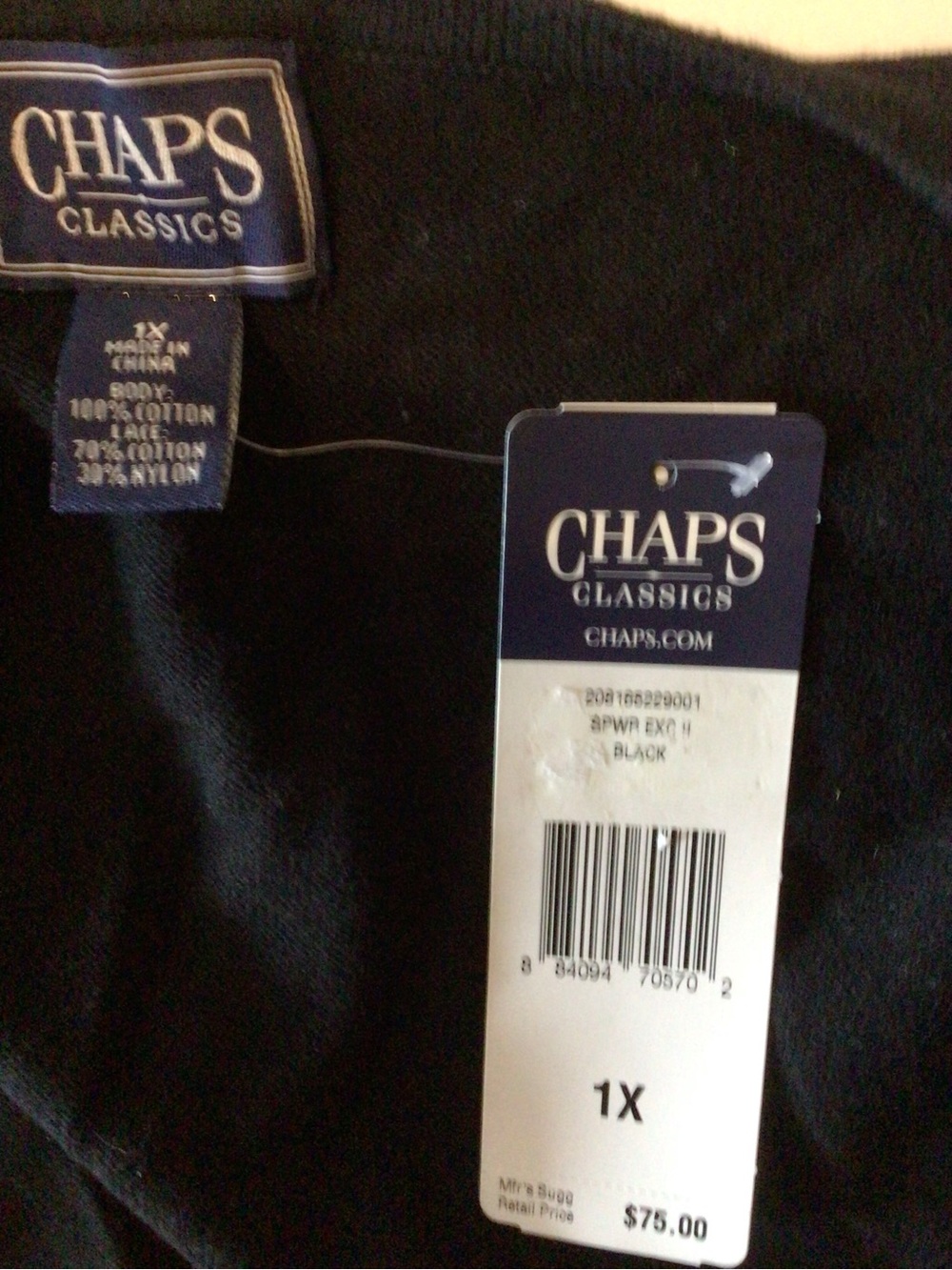 Chaps Black Classic Top